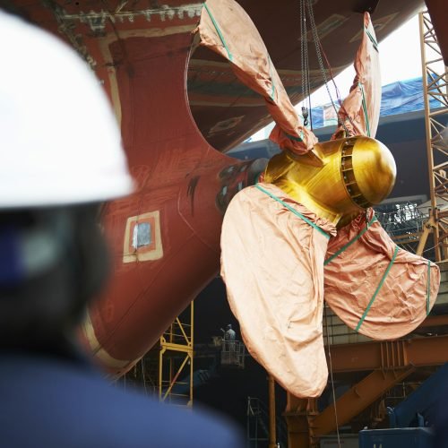 Detail of ship in shipyard, GoSeong-gun, South Korea